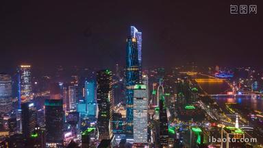 广州环绕珠江新城夜景延时航拍